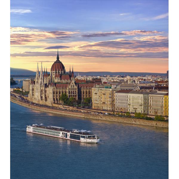 Viking Longship in Budapest Sunset-web